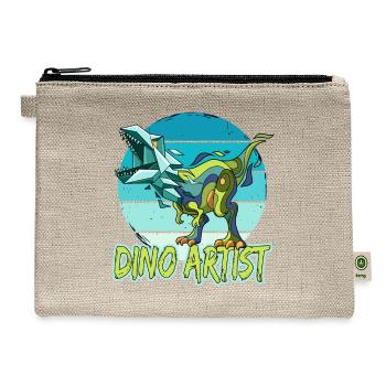 Dino Artist dinosaur art Tyrannosaurus - Hemp Carry All Pouch - natural - Front
