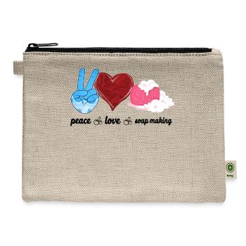 Soap Making Crafting Peace Love - Hemp Carry All Pouch - natural - Front