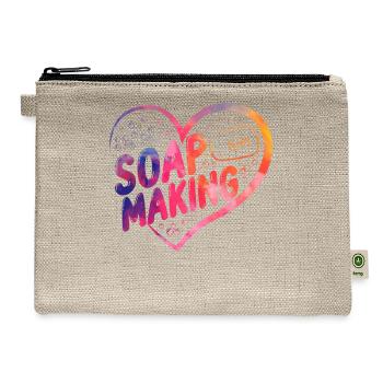 Soap Making Crafting Heart - Hemp Carry All Pouch - natural - Front