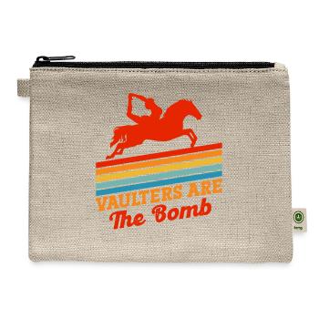 Equestrian Horse Vaulting Bomb Vaulter Horseback - Hemp Carry All Pouch - natural - Front