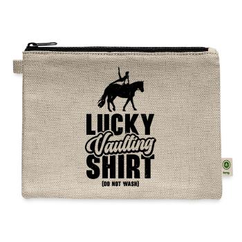 Equestrian Horse Vaulting Funny Lucky Horseback - Hemp Carry All Pouch - natural - Front