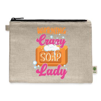 Soap Making Crafting Warning Crazy - Hemp Carry All Pouch - natural - Front