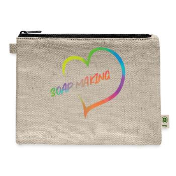 Soap Making Crafting Heart - Hemp Carry All Pouch - natural - Front
