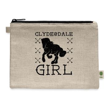 Clydesdale Girl Horse Equestrian Scottish Horse - Hemp Carry All Pouch - natural - Front