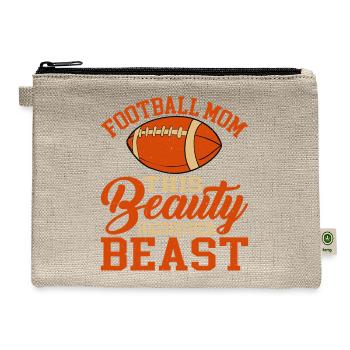Football Mom, This Beauty Raised Her Beast 2 - Hemp Carry All Pouch - natural - Front