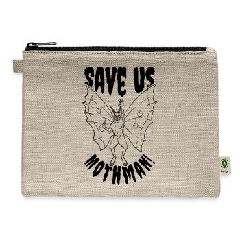 Halloween Mothman Mythical Line Art Beast Monster - Hemp Carry All Pouch - natural - Front