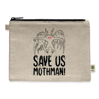 Halloween Mothman Mythical Line Art Beast Monster - Hemp Carry All Pouch - natural - Front
