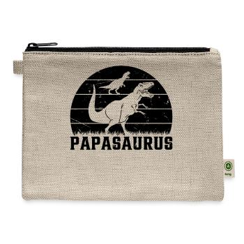 Papa Saurus Papa Dino Papa Dinosaur - Papasaurus - Hemp Carry All Pouch - natural - Front
