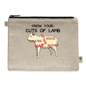 Knitting Knitter Crochet Needle Knitting Lamb Wool - Hemp Carry All Pouch - natural - Front