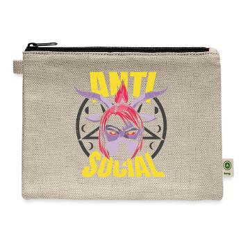 Not social devil horns Not social devil horns insp - Hemp Carry All Pouch - natural - Front
