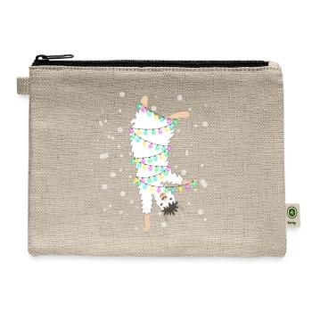 Funny lama christmas lights - Hemp Carry All Pouch - natural - Front