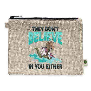 Cryptozoology Cryptid Bigfoot Unicorn Loch Ness - Hemp Carry All Pouch - natural - Front