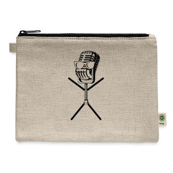 Podcast Microphone Stick Figure Podcaster - Hemp Carry All Pouch - natural - Front