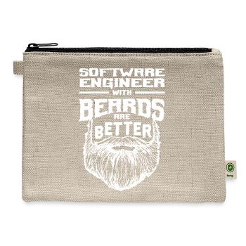 Software Engineer with Beards are Better Developer - Hemp Carry All Pouch - natural - Front