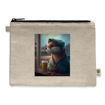 Self Conscious Worried Otter Funny Sea Otter Puns - Hemp Carry All Pouch - natural - Front