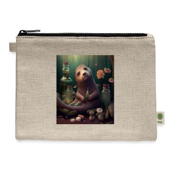 Self Conscious Worried Otter Funny Sea Otter Puns - Hemp Carry All Pouch - natural - Front