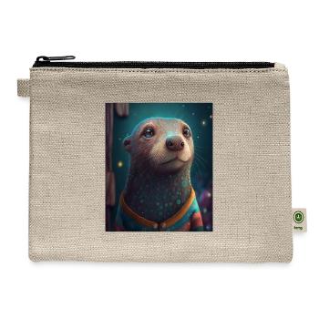 Self Conscious Worried Otter Funny Sea Otter Puns - Hemp Carry All Pouch - natural - Front