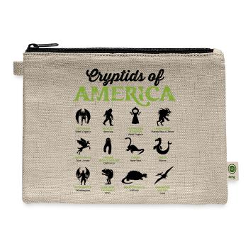 Vintage Cryptids of America Creepy Creatures - Hemp Carry All Pouch - natural - Front