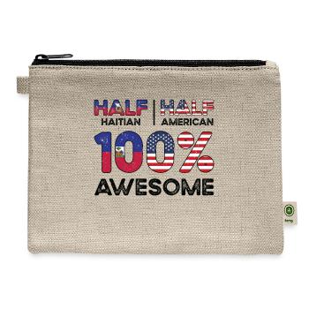 Half Haitian Haiti American USA Citizenship - Hemp Carry All Pouch - natural - Front