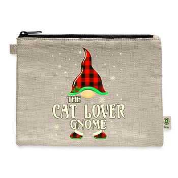 Cat Lover Gnome Buffalo Plaid Matching Family Chri - Hemp Carry All Pouch - natural - Front