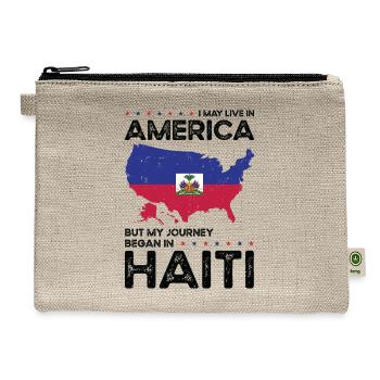 Born Haitian Haiti American USA Citizenship - Hemp Carry All Pouch - natural - Front