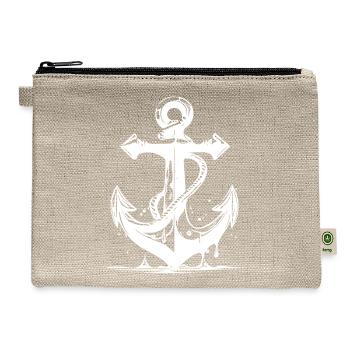 Vintage Old Wet Anchor With Rope - Hemp Carry All Pouch - natural - Front