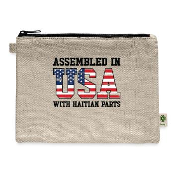 Born Haitian Haiti American USA Citizenship - Hemp Carry All Pouch - natural - Front