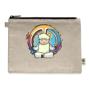 Hippie Sheep Peace Sign Yoga Lamb Hippies Animal - Hemp Carry All Pouch - natural - Front