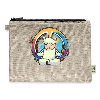 Hippie Sheep Peace Sign Yoga Lamb Hippies Cool - Hemp Carry All Pouch - natural - Front