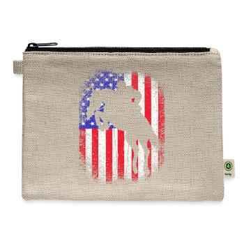 Equestrian Show Jumping Horse American Flag - Hemp Carry All Pouch - natural - Front