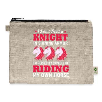 Funny Horseback Riding Equestrian Show Jumping - Hemp Carry All Pouch - natural - Front