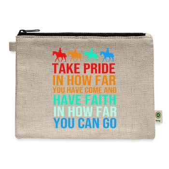 Equestrian Motivational Quotes Dressage Riding - Hemp Carry All Pouch - natural - Front