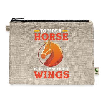 Horse Quote Equestrian Show Dressage Riding - Hemp Carry All Pouch - natural - Front