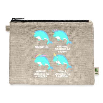 Different Type Narwhal Sea Unicorn Funny Narwhal - Hemp Carry All Pouch - natural - Front