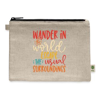 Wander In World Escape The Usual Surroundings Retr - Hemp Carry All Pouch - natural - Front