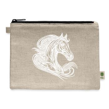 Stallion Portrait With Elegant Mane In The Wind - Hemp Carry All Pouch - natural - Front