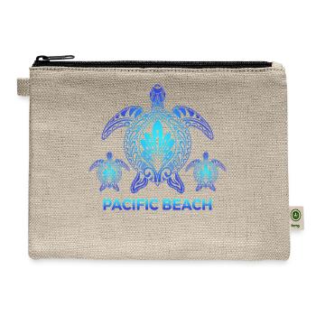 Vintage Pacific Beach California Turtle Souvenirs - Hemp Carry All Pouch - natural - Front