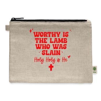Worthy Is The Lamb Who Was Slain Holy-Holy Is He - Hemp Carry All Pouch - natural - Front