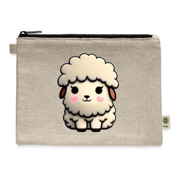 Kawaii Sheep and Lambs Cute and Cuddly Farm Animal - Hemp Carry All Pouch - natural - Front