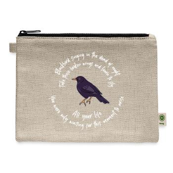 Blackbird Singing Bird Wings Microphone Singer - Hemp Carry All Pouch - natural - Front