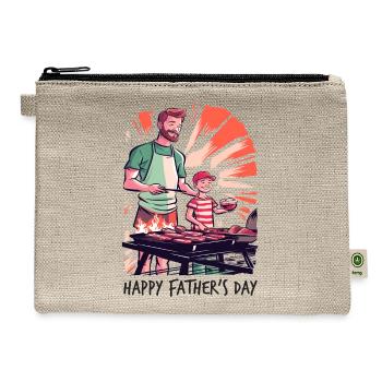 Father and Son Barbecue Father's Day Gift - Hemp Carry All Pouch - natural - Front