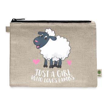 Just a Girl Who Loves Lambs Cute Sheep Girl - Hemp Carry All Pouch - natural - Front