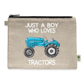 Just A Boy Who Loves Tractors Lover Farmer Tractor - Hemp Carry All Pouch - natural - Front