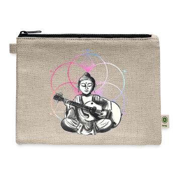 Buddha - Playing Guitar - Yoga Buddhist - Yogi - Hemp Carry All Pouch - natural - Front