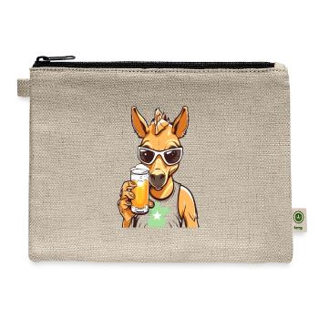 Horse Drinking Beer Wearing Sunglasses Equestrian - Hemp Carry All Pouch - natural - Front