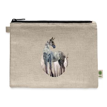 Horse and Forest Double Exposure Equestrian Horse - Hemp Carry All Pouch - natural - Front