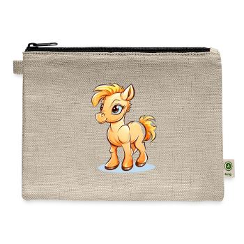 Pony Horse Rider Equestrian Horseback Riding - Hemp Carry All Pouch - natural - Front