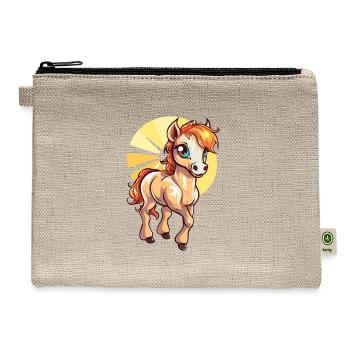 Pony Horse Rider Equestrian Horseback Riding - Hemp Carry All Pouch - natural - Front