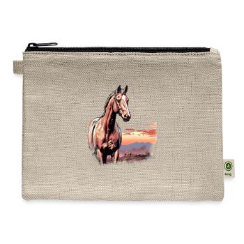 American Quarter Horse Rider Equestrian Horseback - Hemp Carry All Pouch - natural - Front