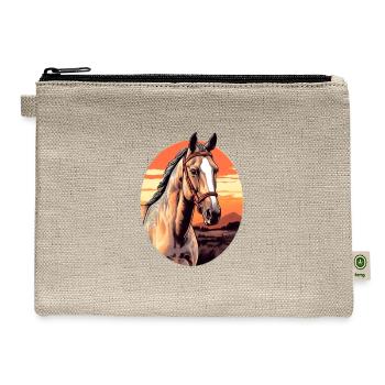 American Quarter Horse Rider Equestrian Horseback - Hemp Carry All Pouch - natural - Front